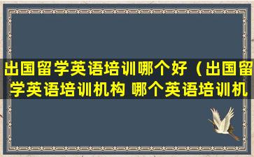 出国留学英语培训哪个好（出国留学英语培训机构 哪个英语培训机构好）